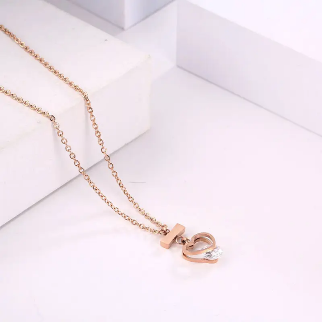 Collier pendentif cœur or rose_or plaqué