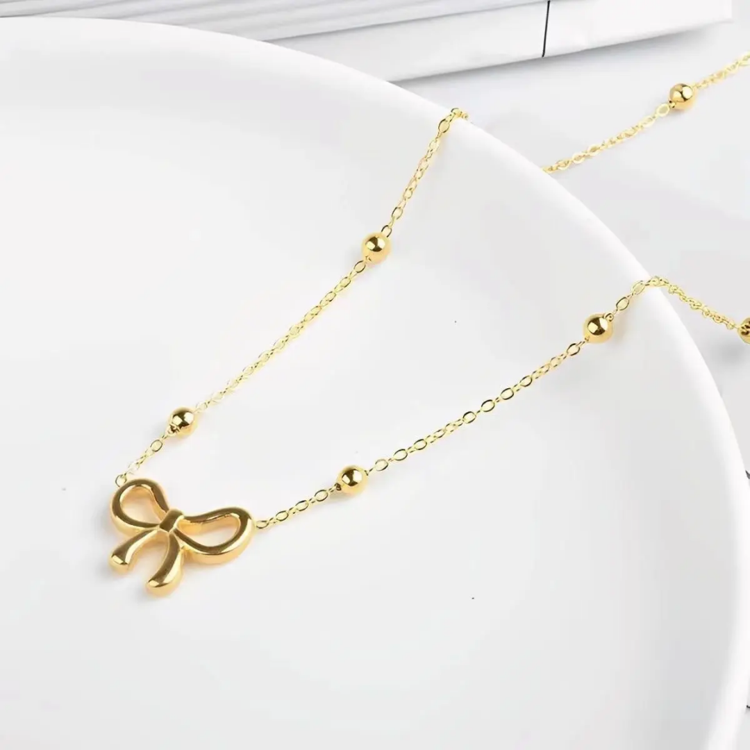 Collier pendentif nœud_or plaqué