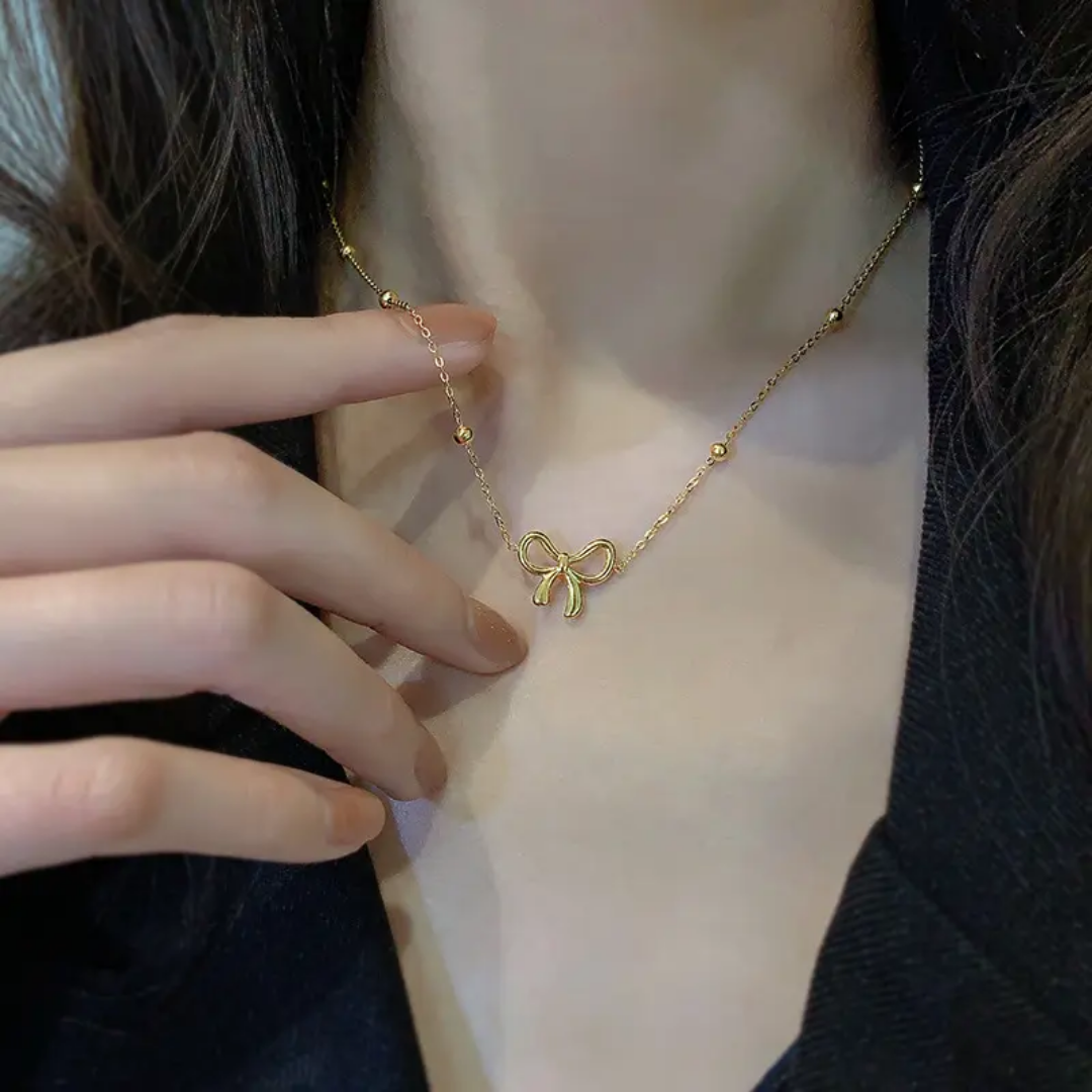 Collier pendentif nœud_or plaqué