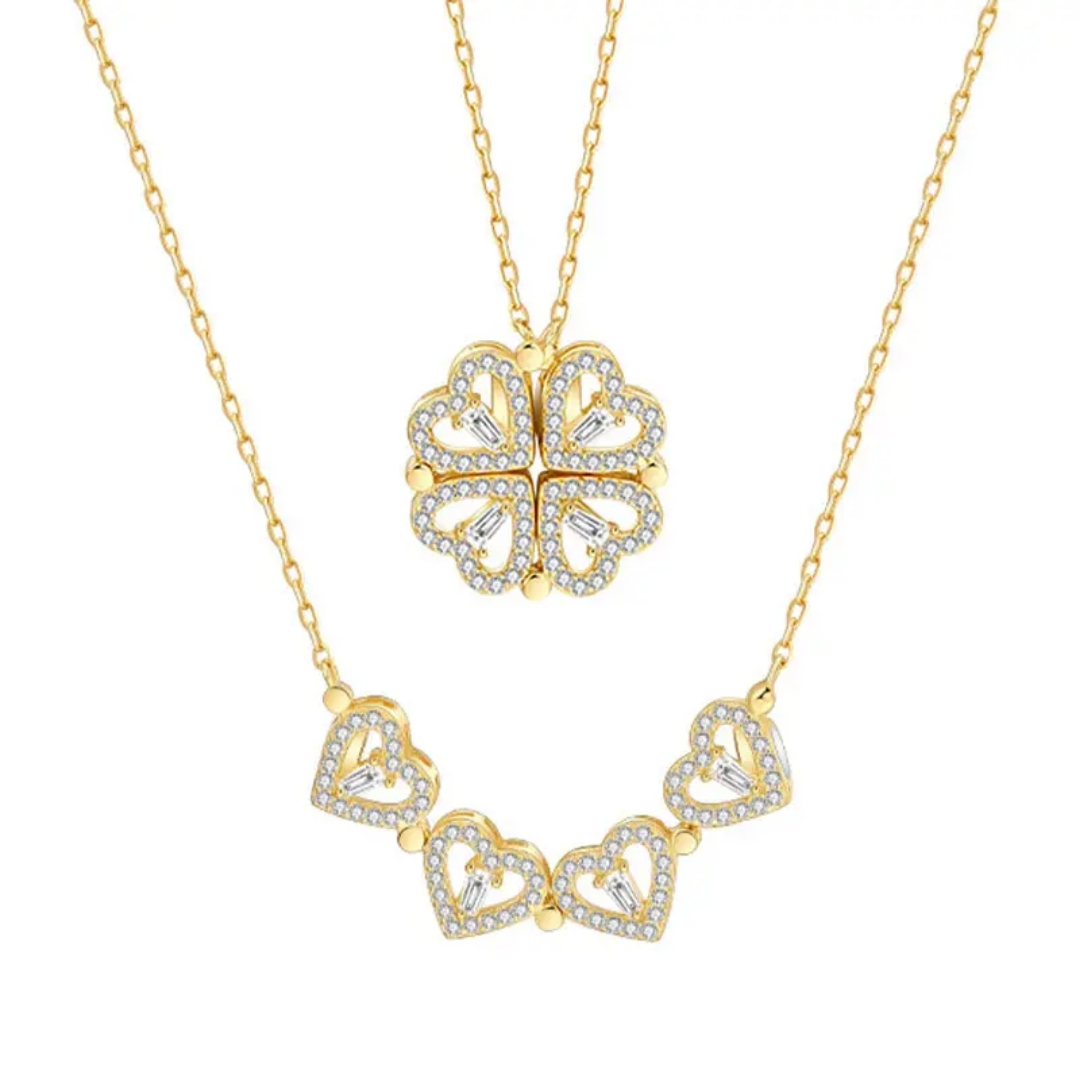 Collier pendentif 4coeurs pliable_or plaqué