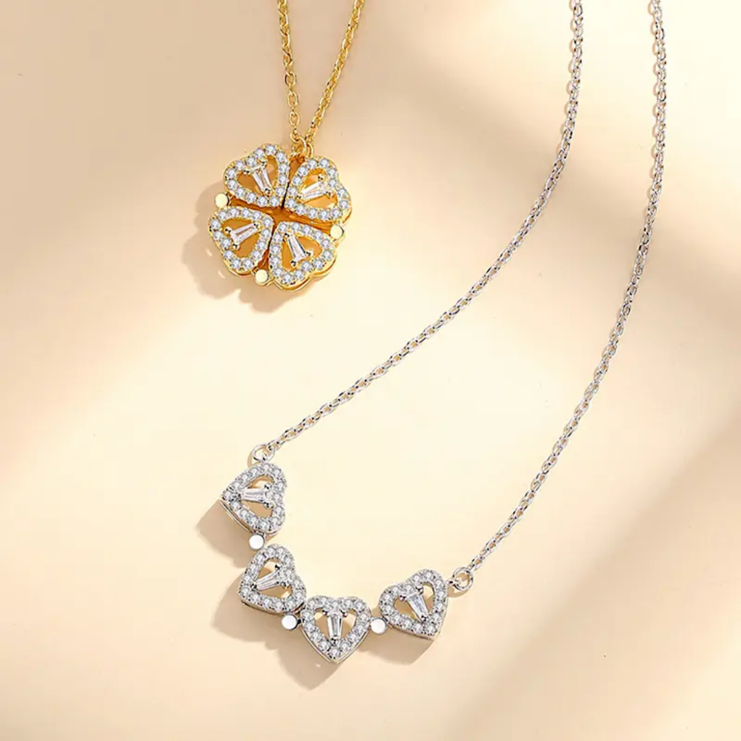 Collier pendentif 4coeurs pliable_or plaqué