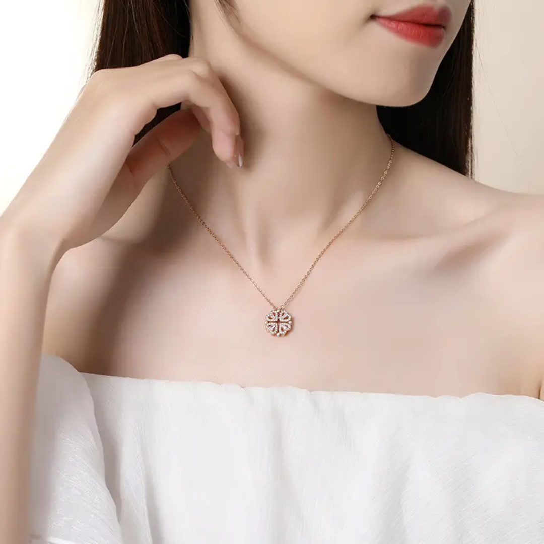 Collier pendentif 4coeurs pliable_or plaqué