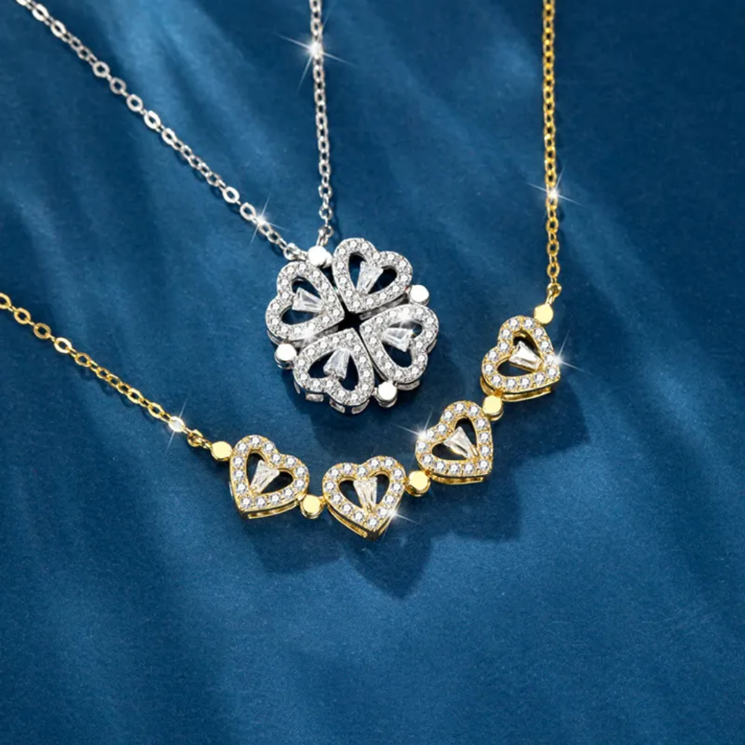 Collier pendentif 4coeurs pliable_or plaqué
