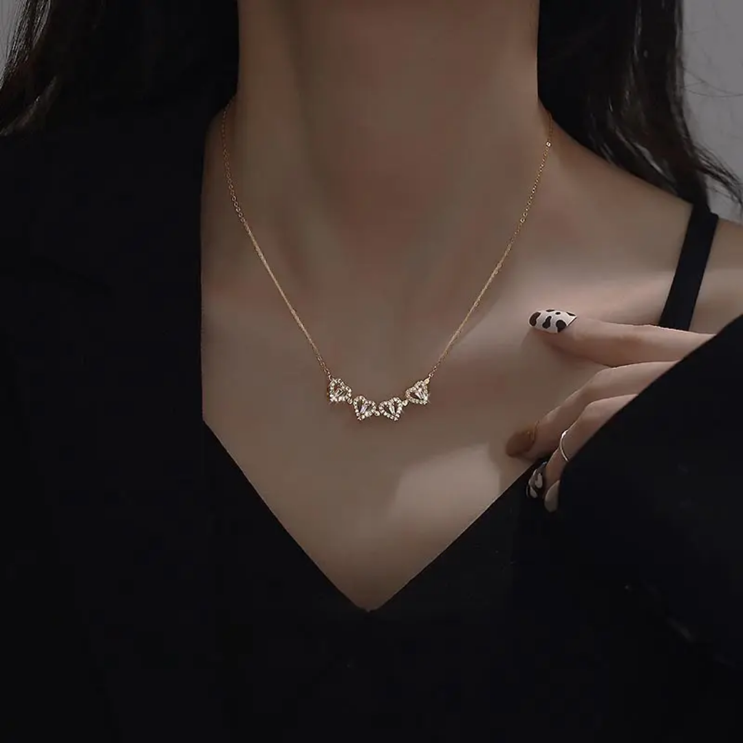 Collier pendentif 4coeurs pliable_or plaqué