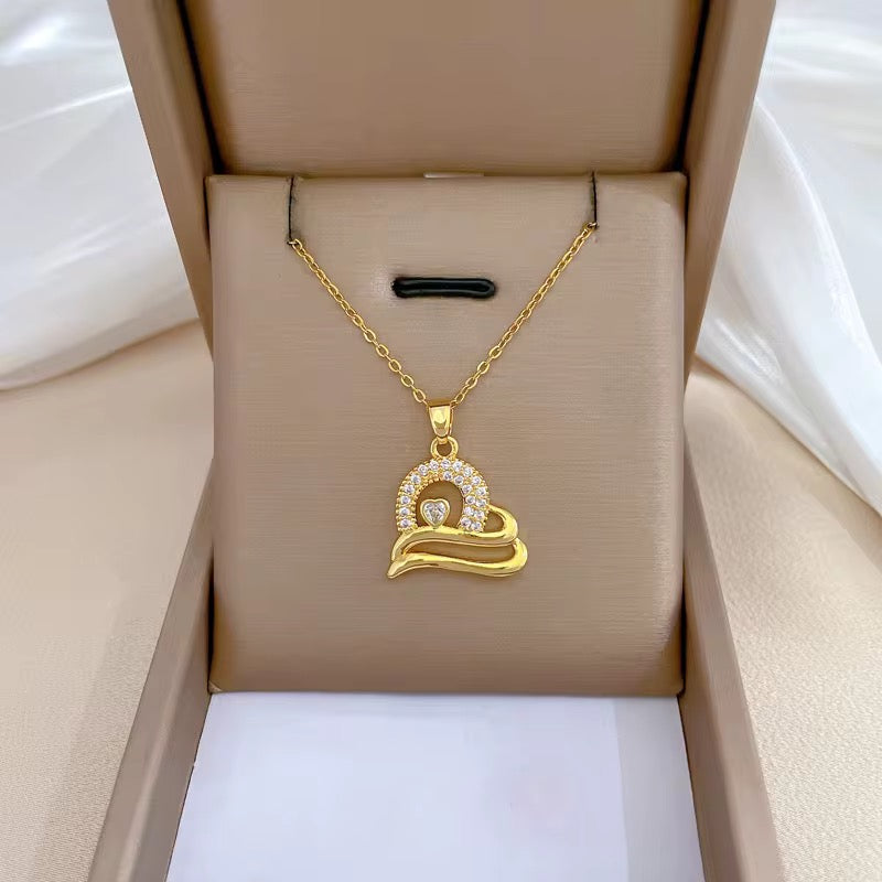 Collier pendentif arc-en-cœur _or plaqué