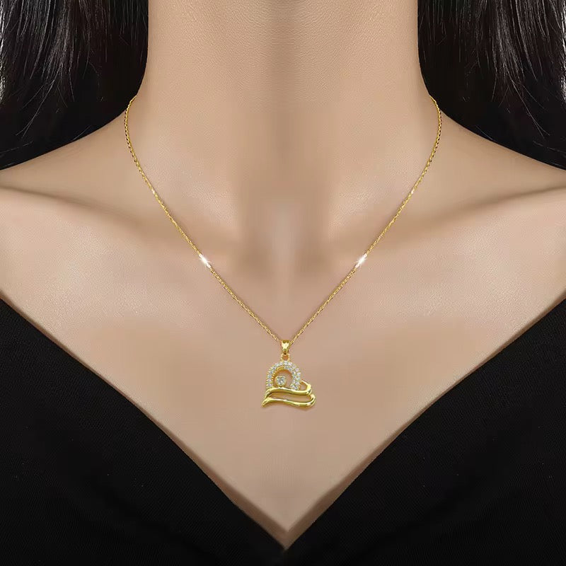 Collier pendentif arc-en-cœur _or plaqué