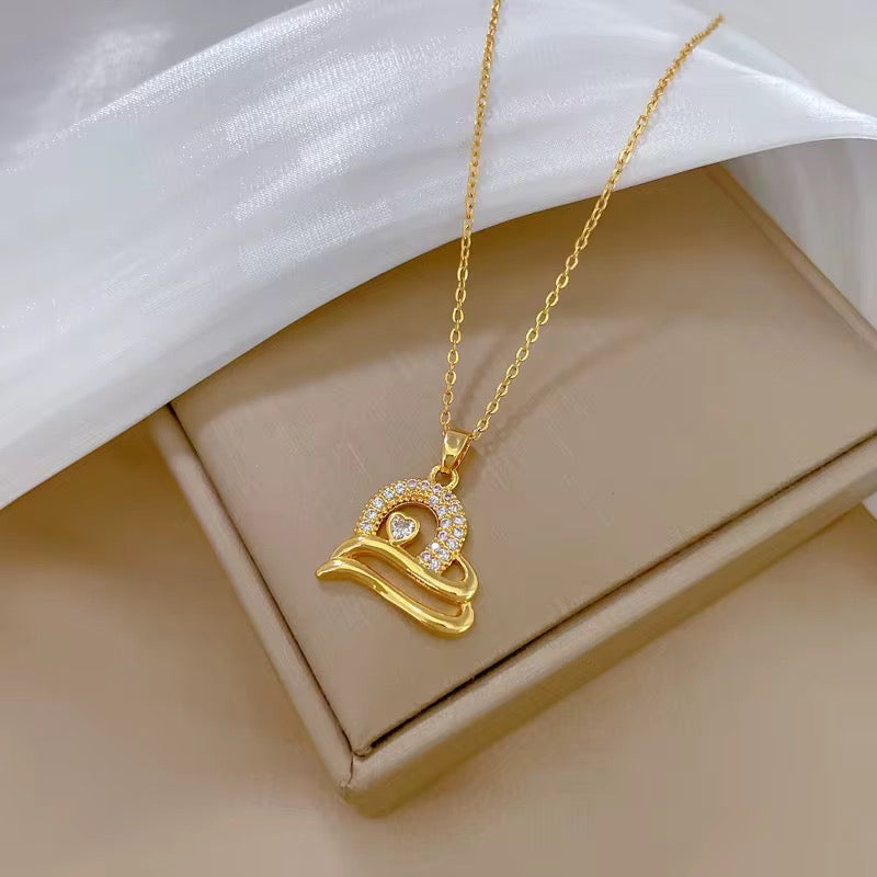 Collier pendentif arc-en-cœur _or plaqué