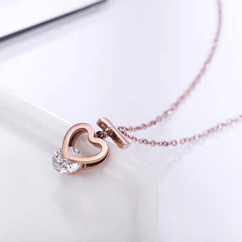 Collier pendentif cœur or rose_or plaqué